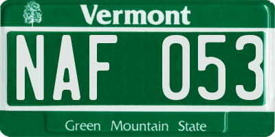 VT license plate NAF053