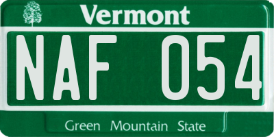 VT license plate NAF054