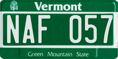 VT license plate NAF057