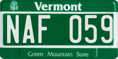 VT license plate NAF059