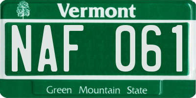VT license plate NAF061