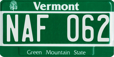 VT license plate NAF062