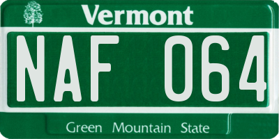 VT license plate NAF064