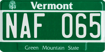 VT license plate NAF065