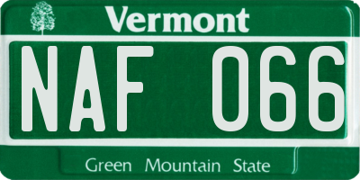 VT license plate NAF066