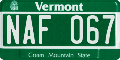 VT license plate NAF067
