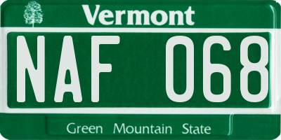 VT license plate NAF068
