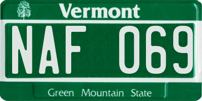 VT license plate NAF069