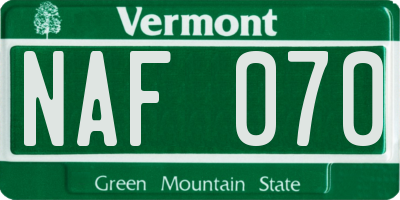 VT license plate NAF070
