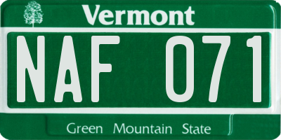 VT license plate NAF071
