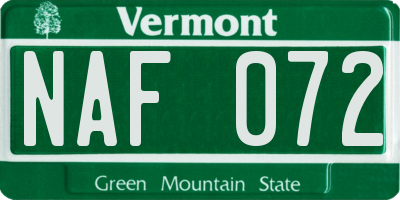 VT license plate NAF072