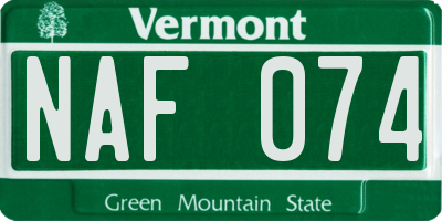VT license plate NAF074