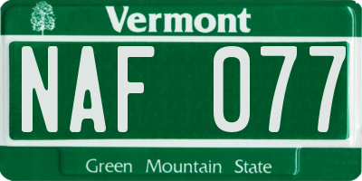 VT license plate NAF077