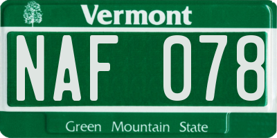 VT license plate NAF078