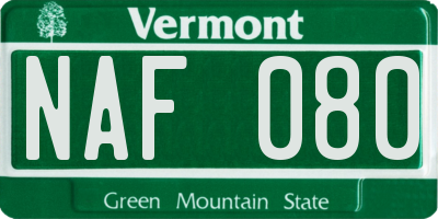 VT license plate NAF080