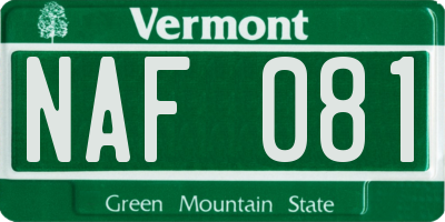 VT license plate NAF081