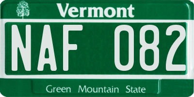 VT license plate NAF082