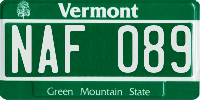 VT license plate NAF089