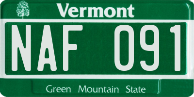 VT license plate NAF091