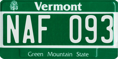 VT license plate NAF093