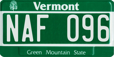 VT license plate NAF096