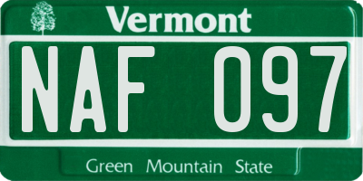 VT license plate NAF097