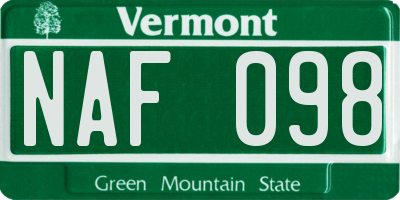 VT license plate NAF098