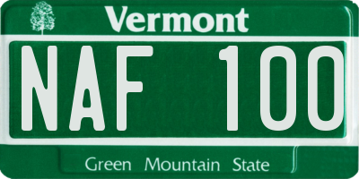 VT license plate NAF100