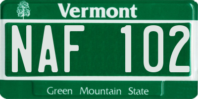 VT license plate NAF102