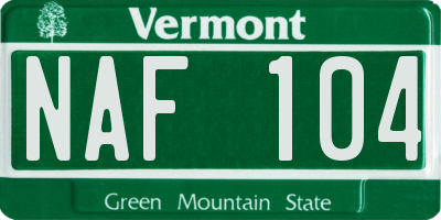 VT license plate NAF104