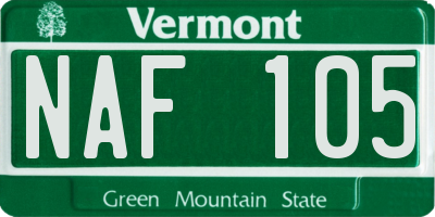 VT license plate NAF105