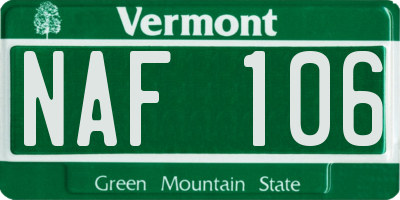 VT license plate NAF106