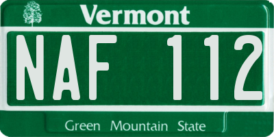 VT license plate NAF112