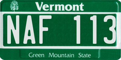VT license plate NAF113