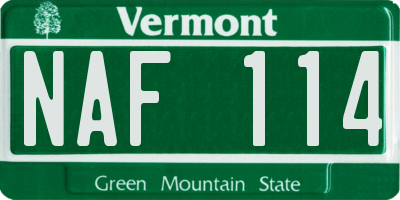 VT license plate NAF114