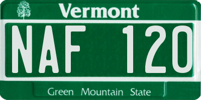 VT license plate NAF120