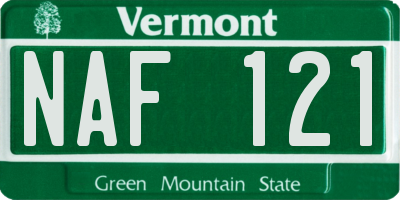 VT license plate NAF121