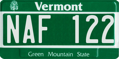 VT license plate NAF122