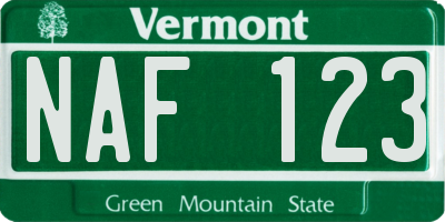 VT license plate NAF123