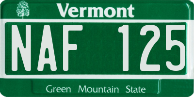 VT license plate NAF125