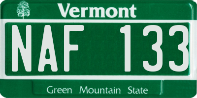VT license plate NAF133