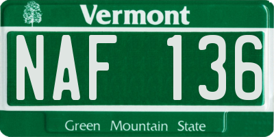VT license plate NAF136