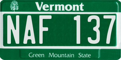 VT license plate NAF137