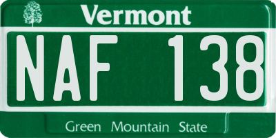 VT license plate NAF138