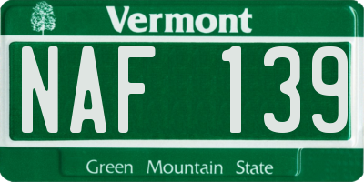 VT license plate NAF139