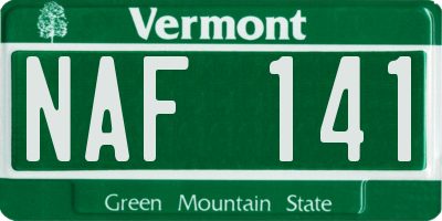 VT license plate NAF141
