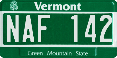 VT license plate NAF142