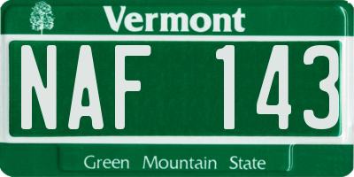 VT license plate NAF143