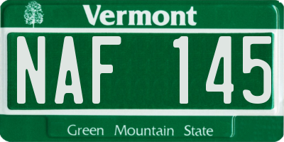 VT license plate NAF145
