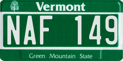 VT license plate NAF149